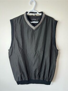 Vintage Aureus Men’s Large Black V-Neck Sleeveless Golf Athletic Vest